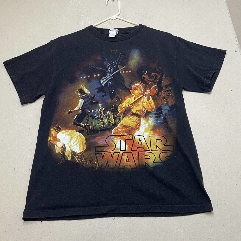 Vintage Star Wars T Shirt Mens Medium Black Rock Band Concert Music Adult Y2K